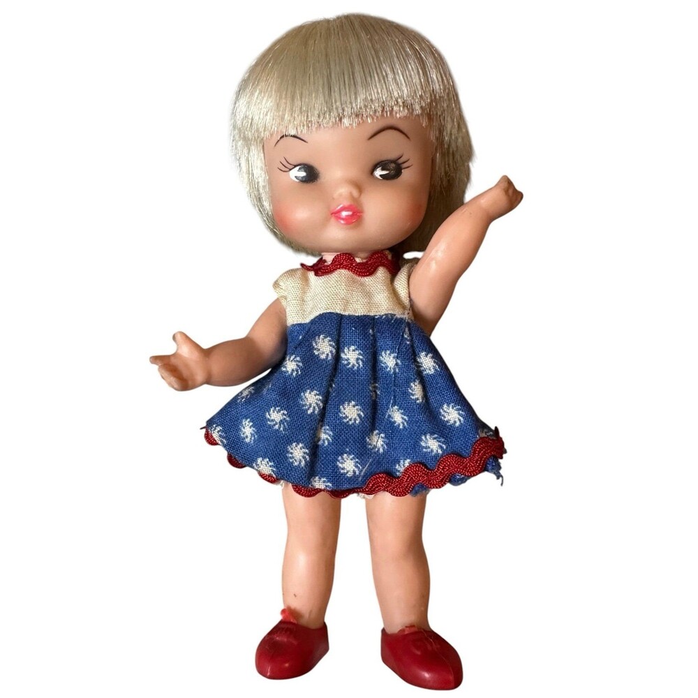 Vintage Remco Pip Doll Blonde Hair Blue Dress Bloomers Collectible Toy